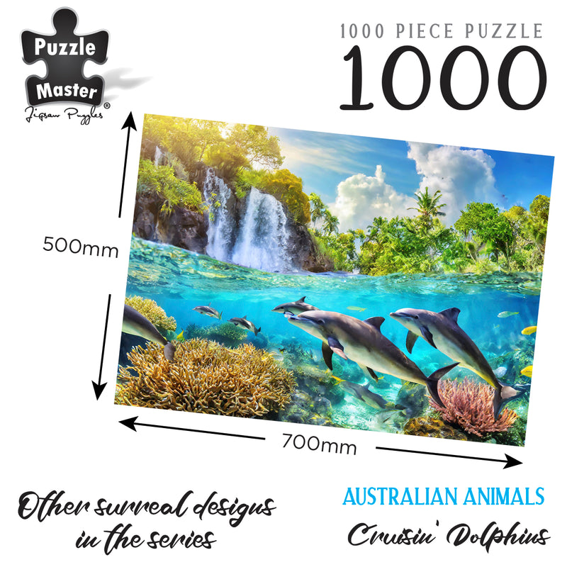 Load image into Gallery viewer, Crusin&#39; Dolphins 1000 Pc Puzzle
