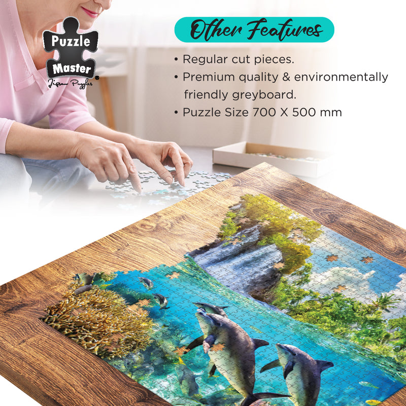 Load image into Gallery viewer, Crusin&#39; Dolphins 1000 Pc Puzzle
