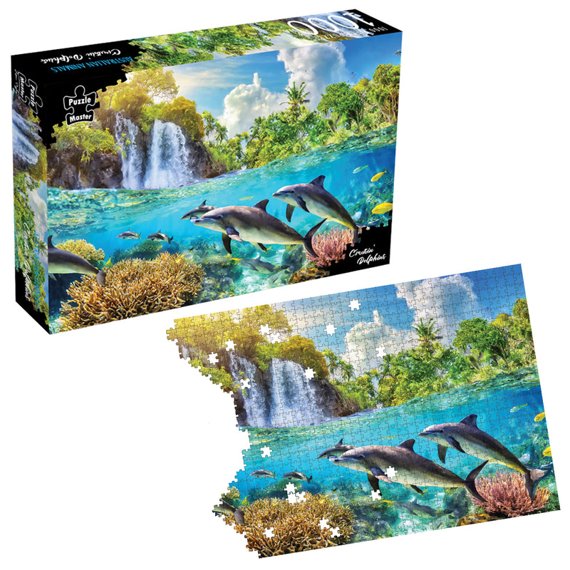 Load image into Gallery viewer, Crusin&#39; Dolphins 1000 Pc Puzzle
