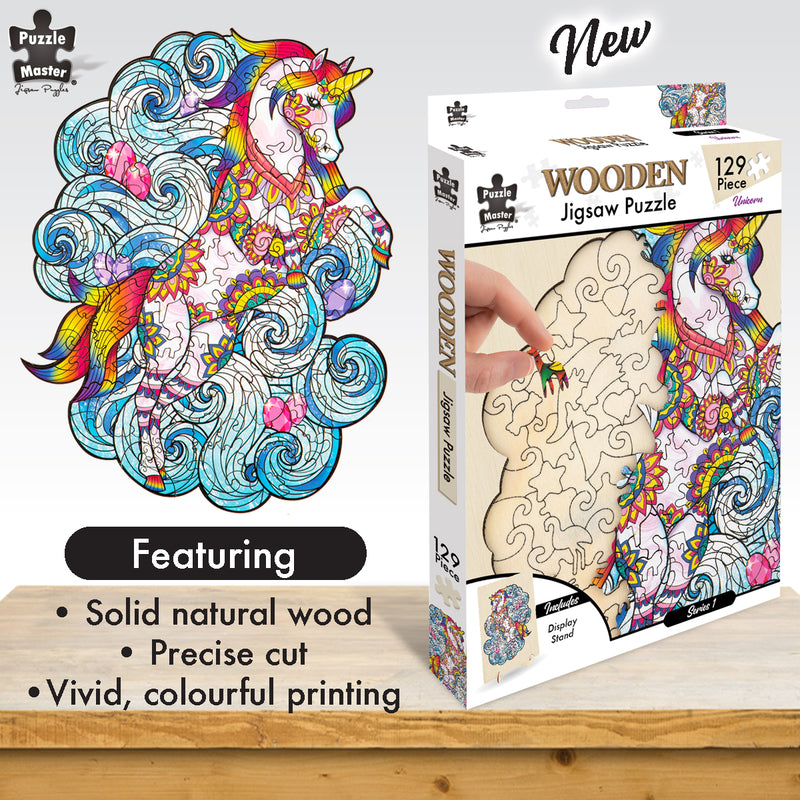 Load image into Gallery viewer, Unicorn - 129 pc Wooden Jigsaw Puzzle
