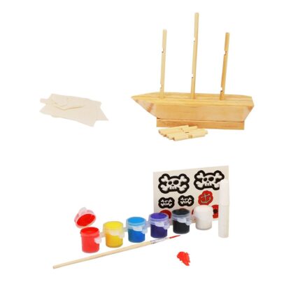 Craft For Kids Make & Paint Your Own Pirate Ship Kit Included