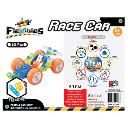 Construct It Flexibles Race Car Back of the box